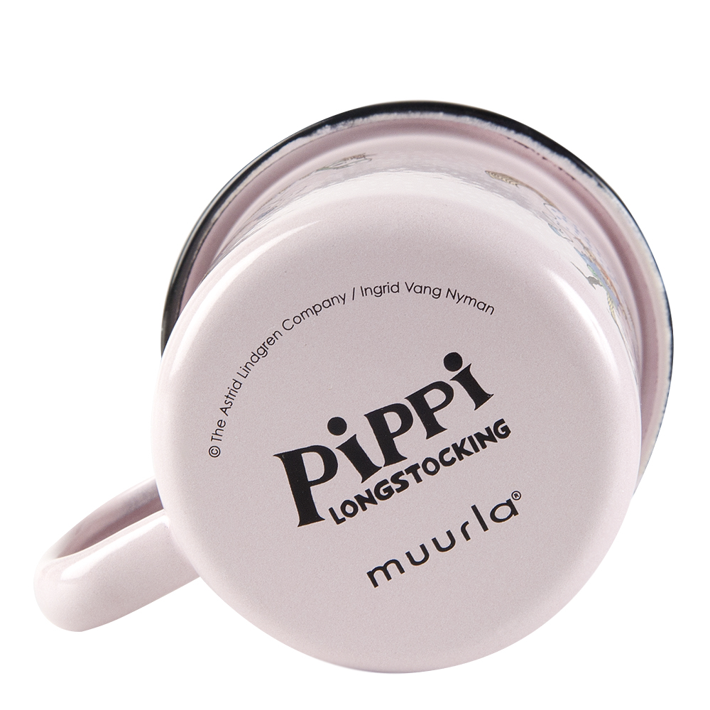 Pippi L&aring;ngstrump Emaljmugg Pippi & Lilla Gubben 15 cl Rosa