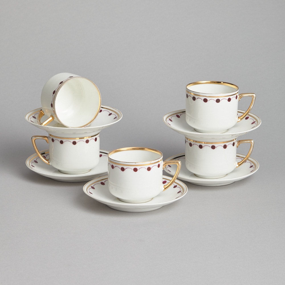 Tekoppar med Fat 5 st Karlskrona