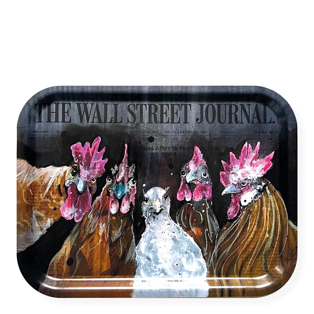 Bricka Roosters of Wall Street 28x36 cm Svart