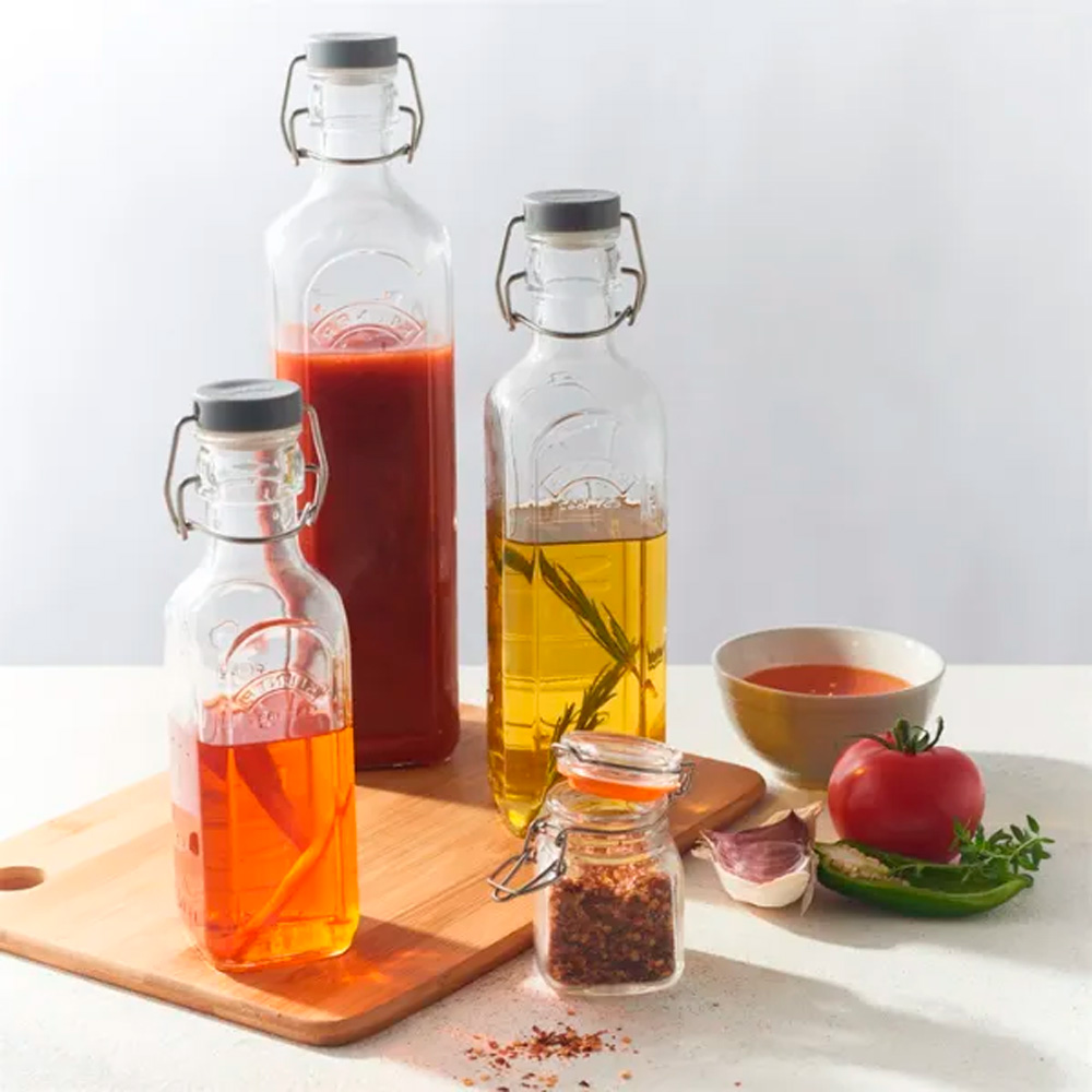 Clip Top Flaska Fyrkantig Bygellock 0,6 L Klar