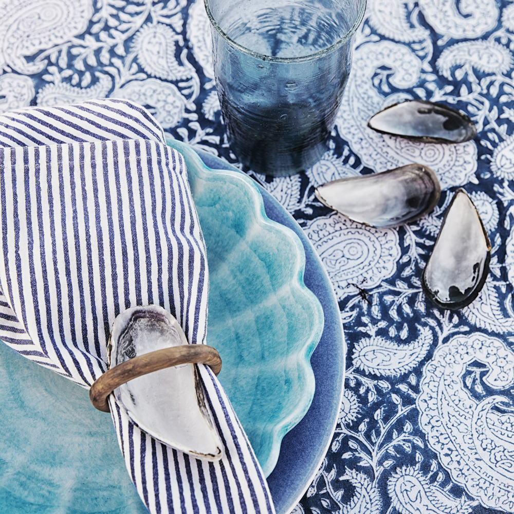 Big Paisley Bordsduk 160x160 cm Blå/Vit