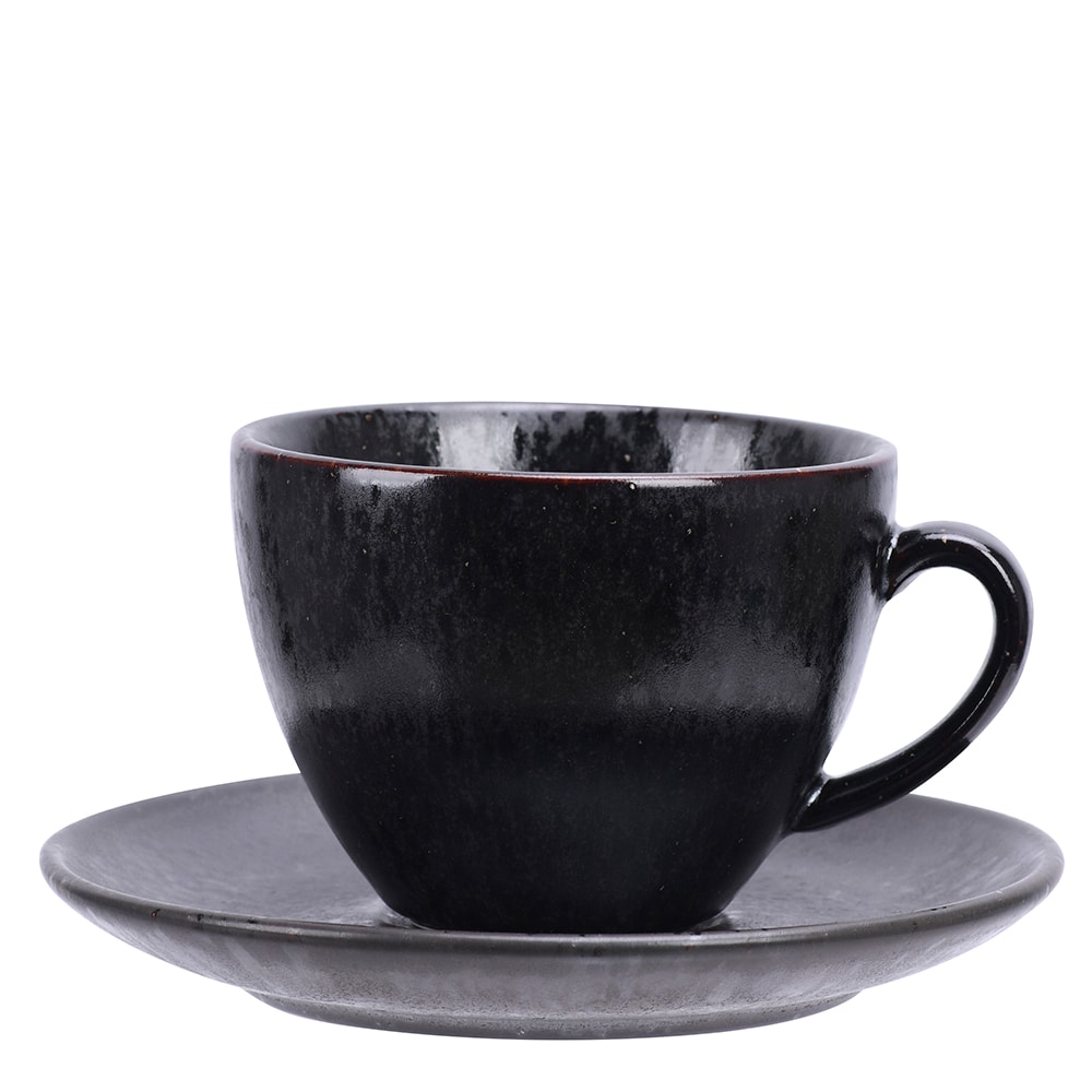 Mörke Kopp med Fat 23 cl Svart