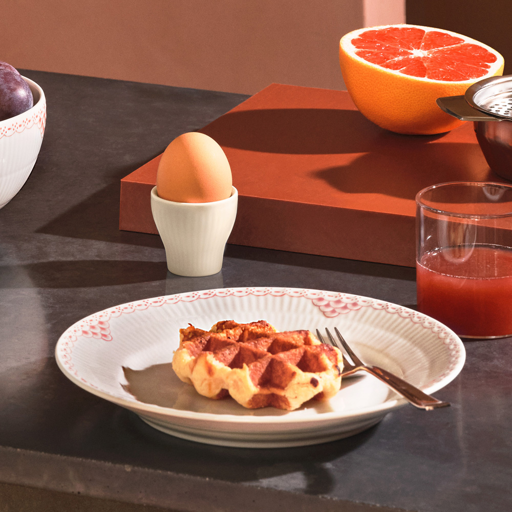 Coral Lace Tallrik 22 cm Korall/Vit