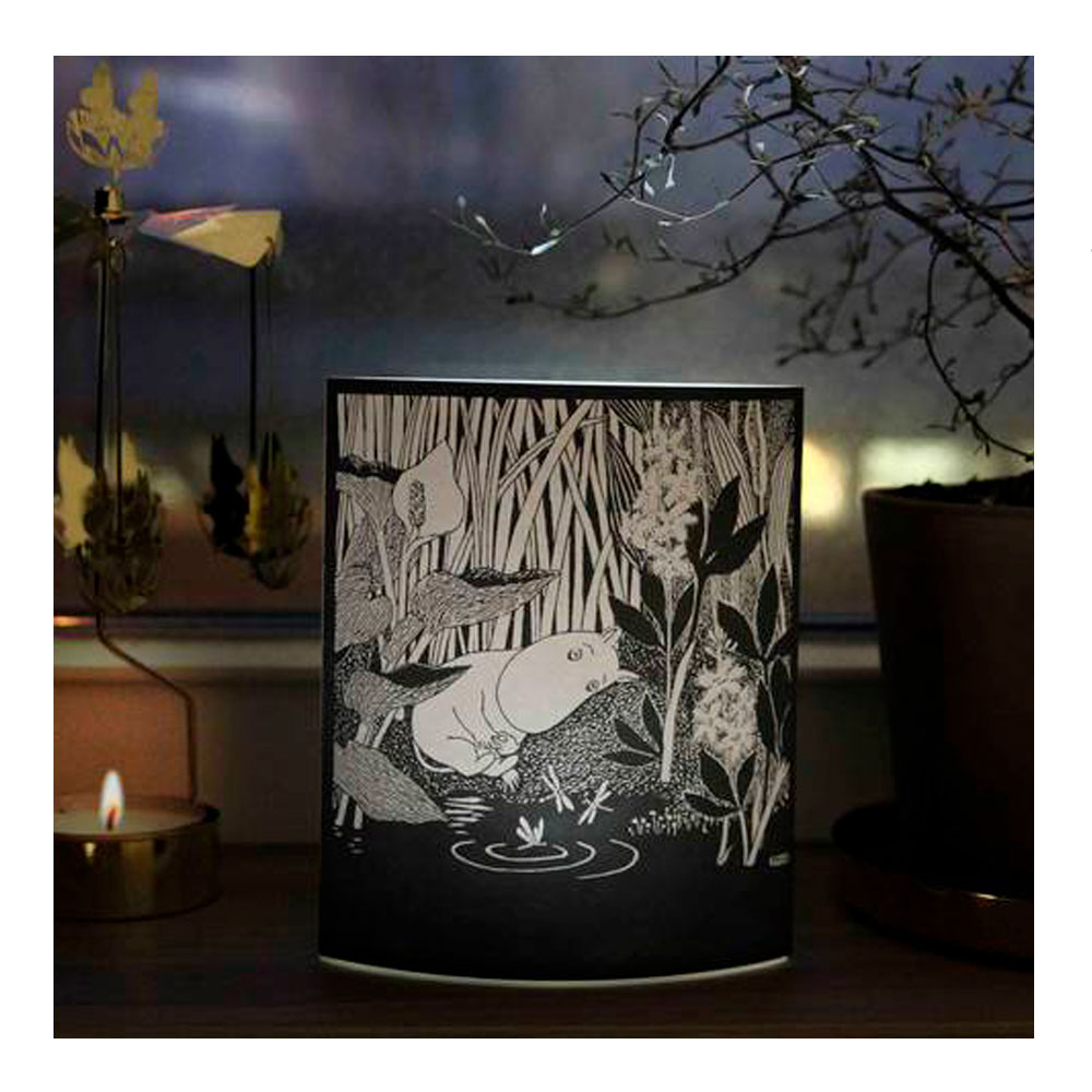 Nattlampa Mumin 13x16 cm Svart/Vit