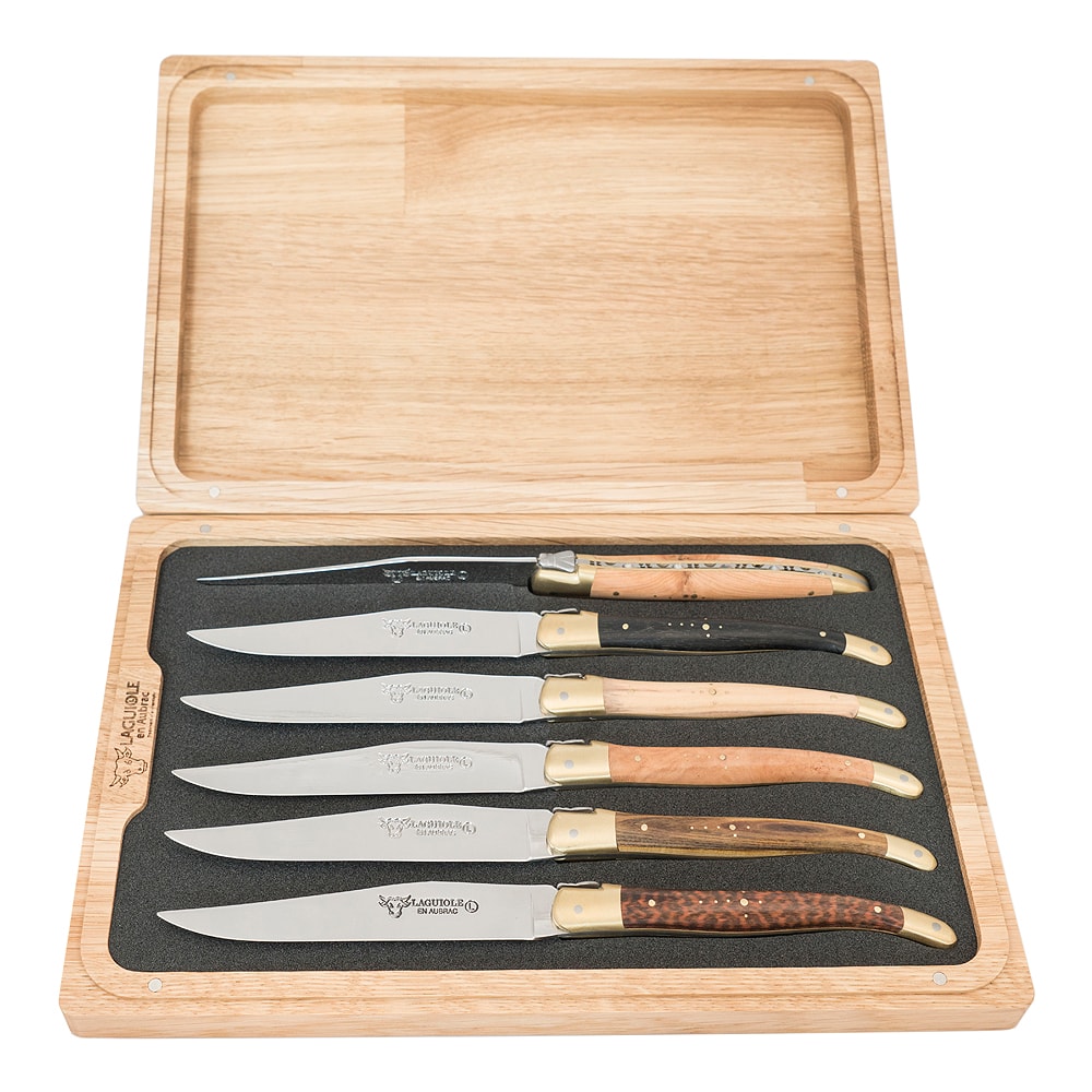 Stekkniv 6-pack Mixade träslag/Rostfri
