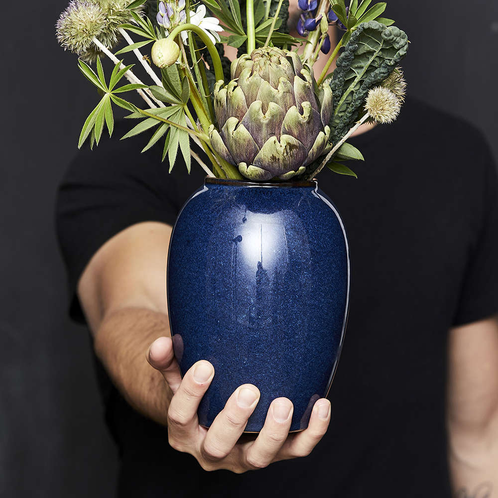 Keramikvas 20 cm Mörkblå
