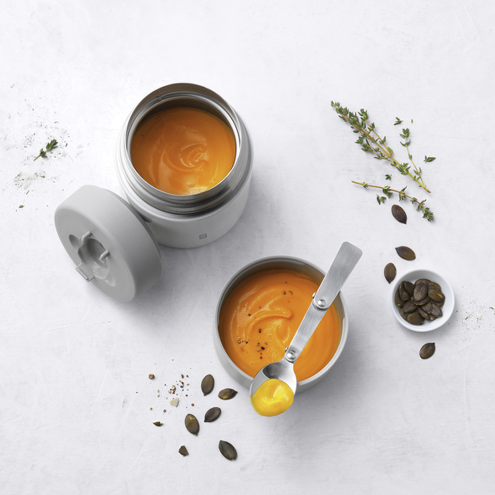 Thermo Mattermos med Sked 0,7 L Silver/Vit