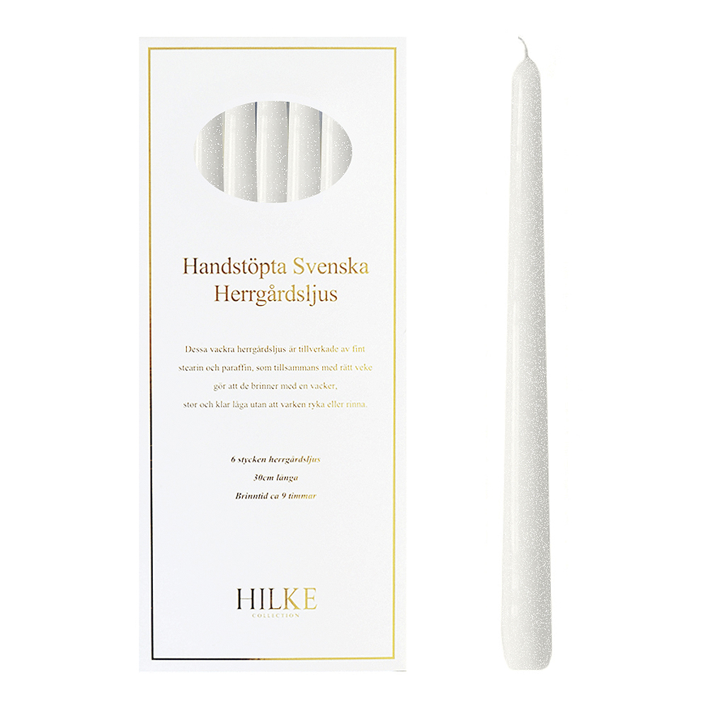 Herrgårdsljus 30 cm 6-pack Pärlvit
