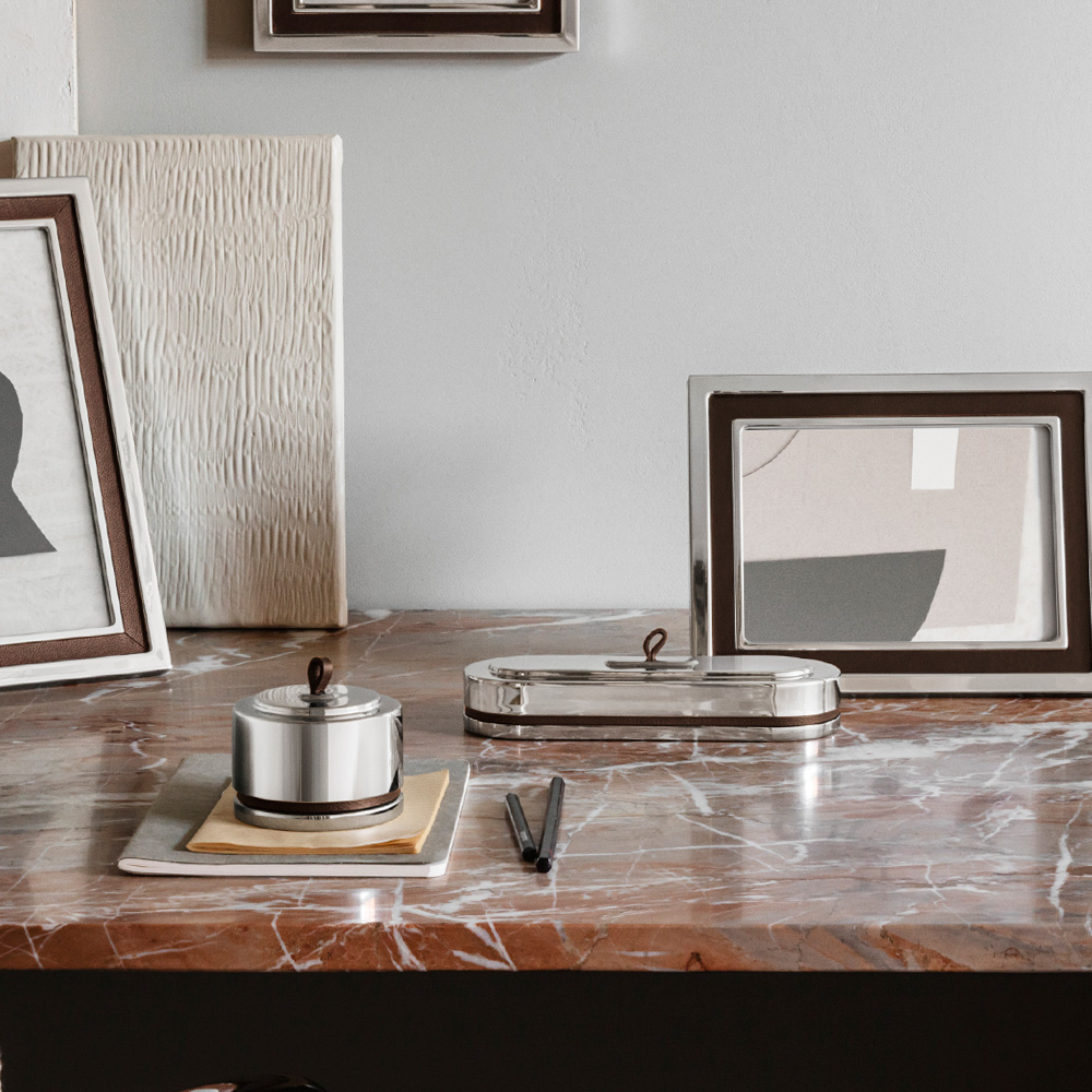 Manhattan Låda Bred Rostfritt stål/Läder/Skinn