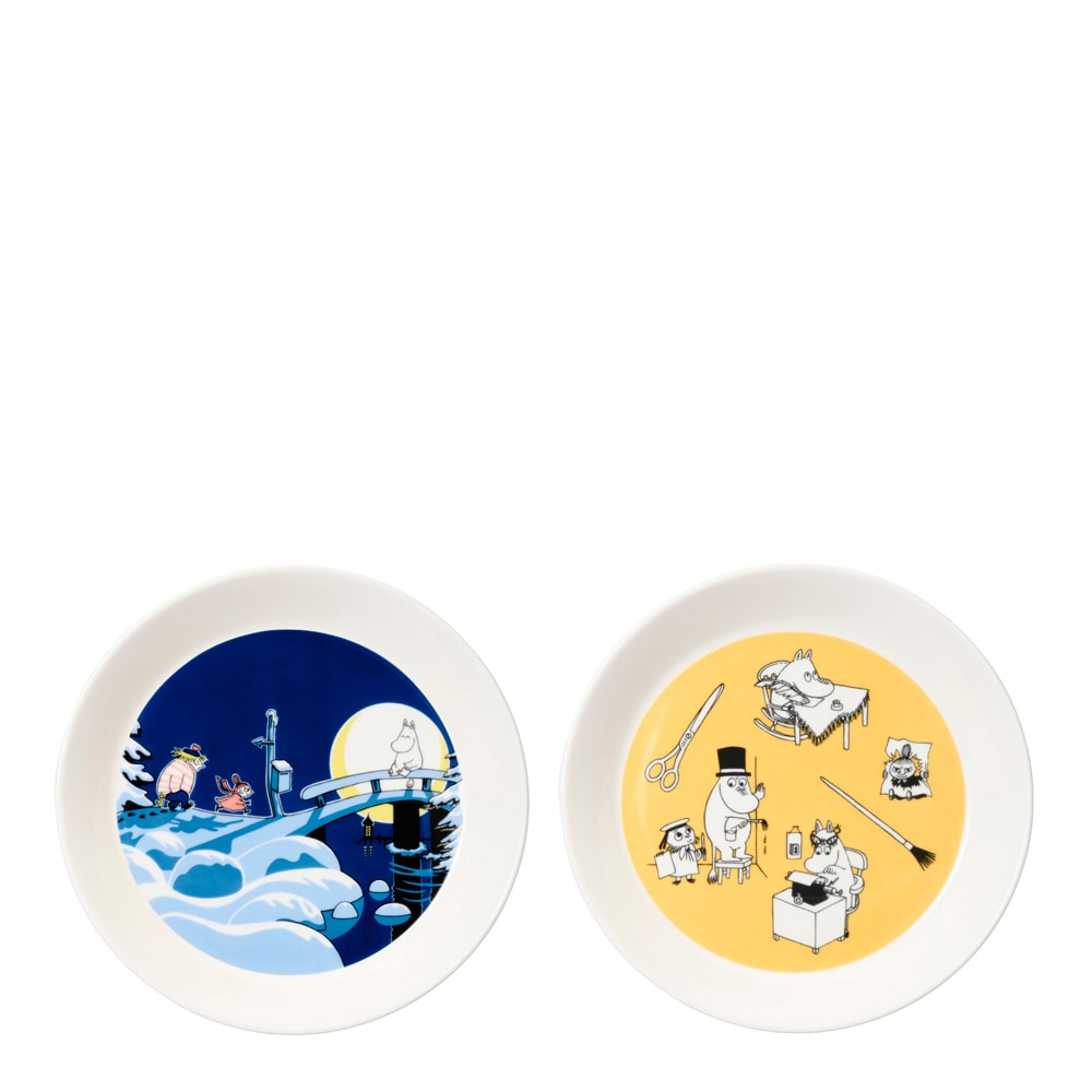 Mumin Tallrikset Kontor & Vinternatt 19 cm Blå/gul