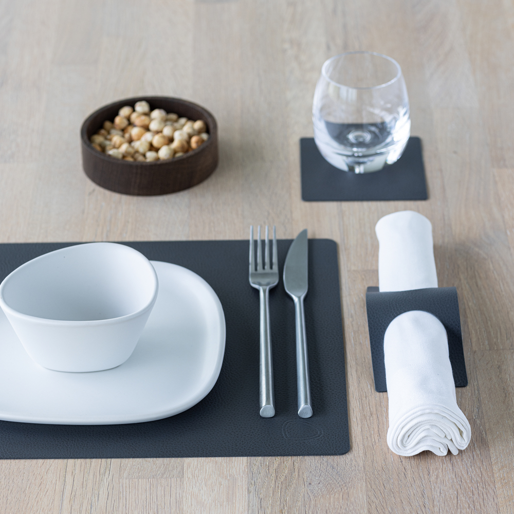 Leather Serene Rectangle Bordstablett 26x34 cm Anthracite