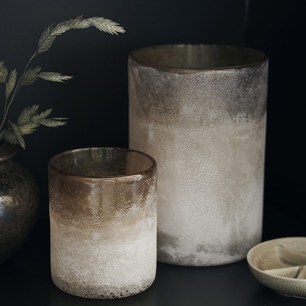 Mist Ljushållare Glas 19,5 cm Ljusbrun