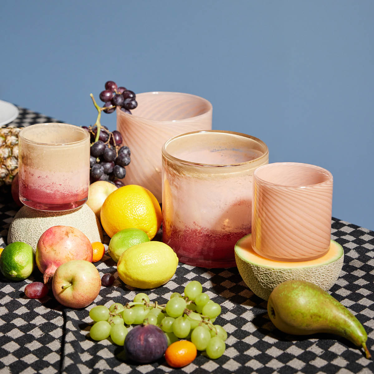 Calore Ljuslykta 10x10 cm Rosa/Beige/Bordeaux