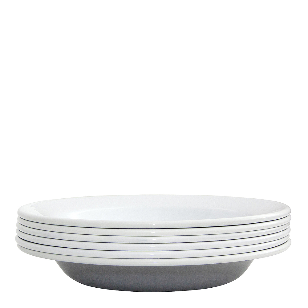 Tallrik djup 22 cm 6-pack Grå