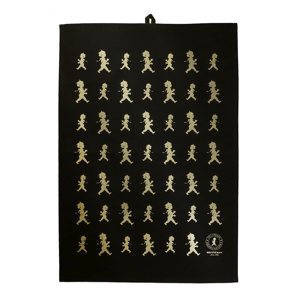 Handduk Halvlinne 50x70 cm Svart/Guld