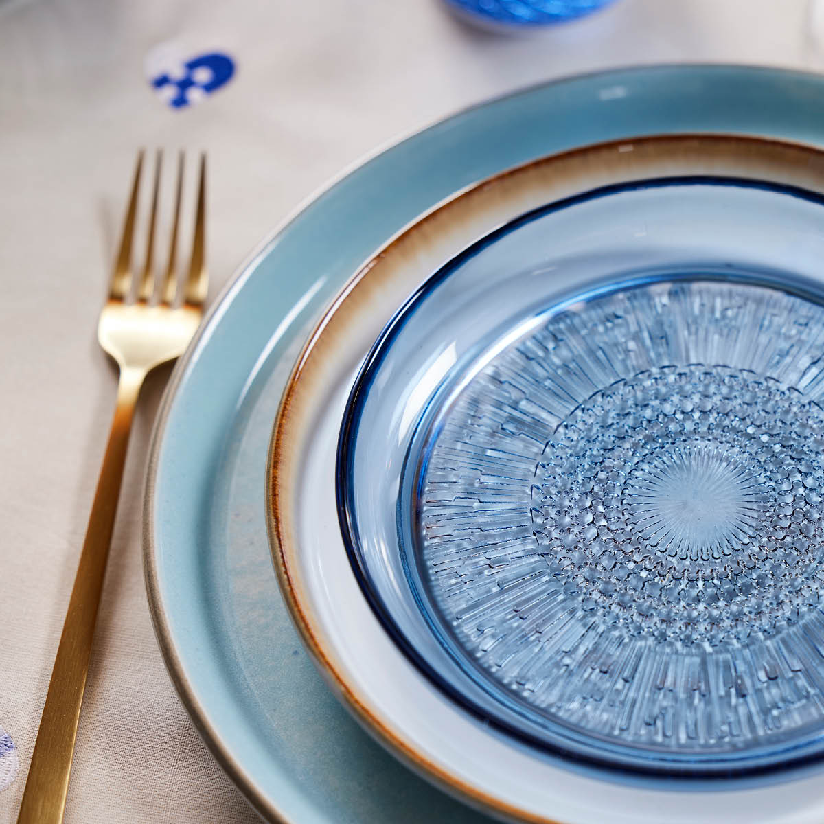 Tallrik Gastro 27 cm Grå/Ljusblå