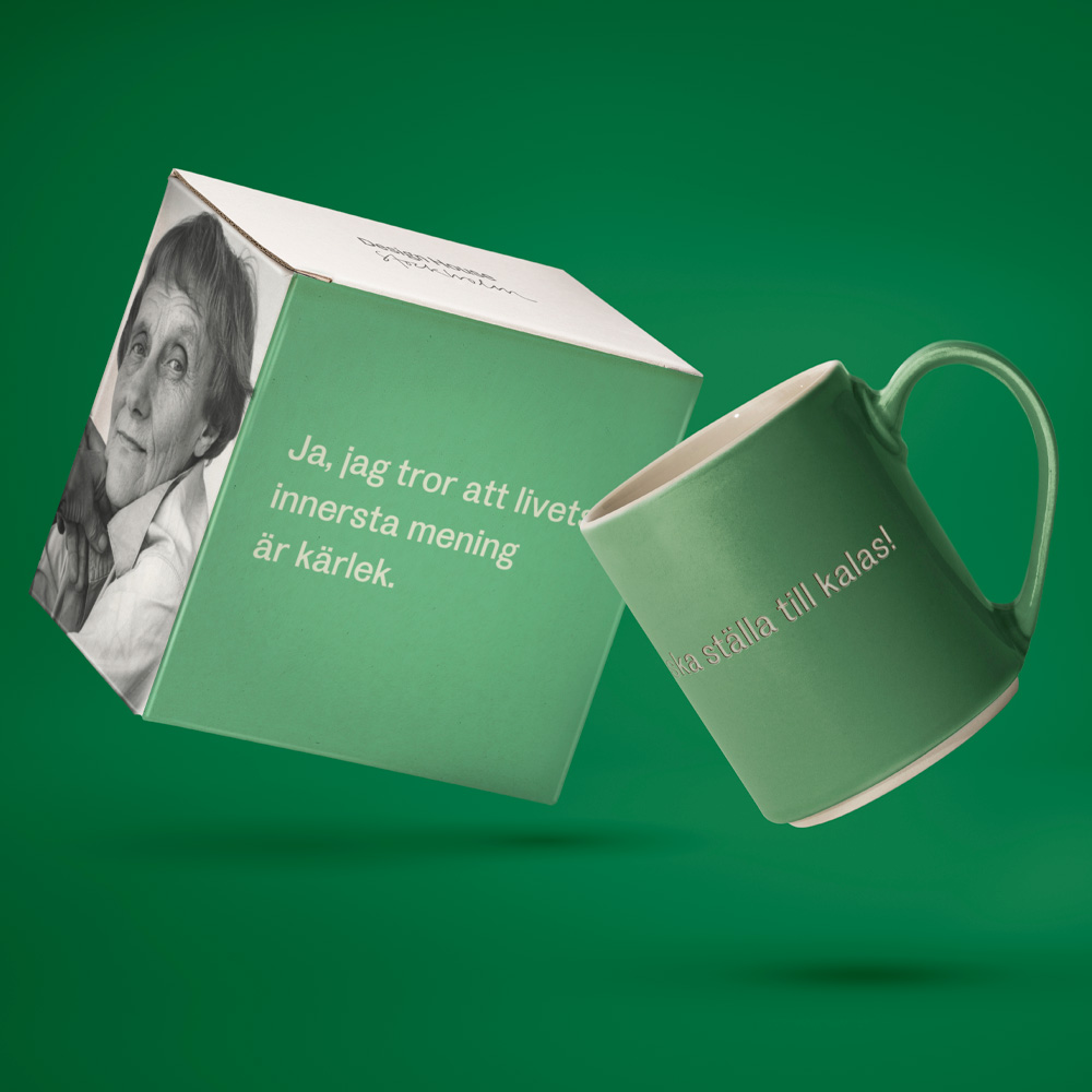 Astrid Lindgren Mugg Jag vet en som ska st&auml;lla till kalas! Gr&ouml;n