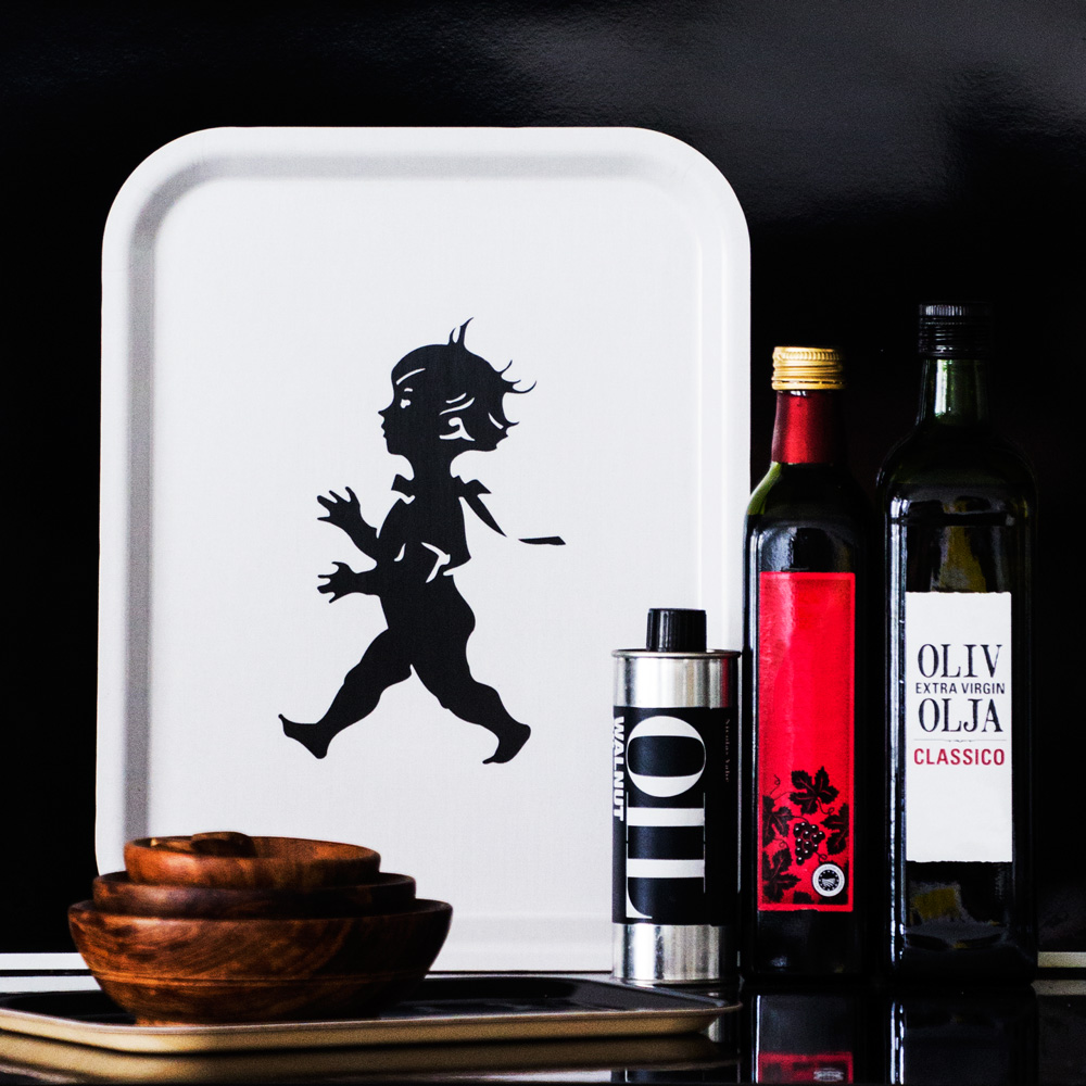 Bricka 36x28 cm Vit/Svart