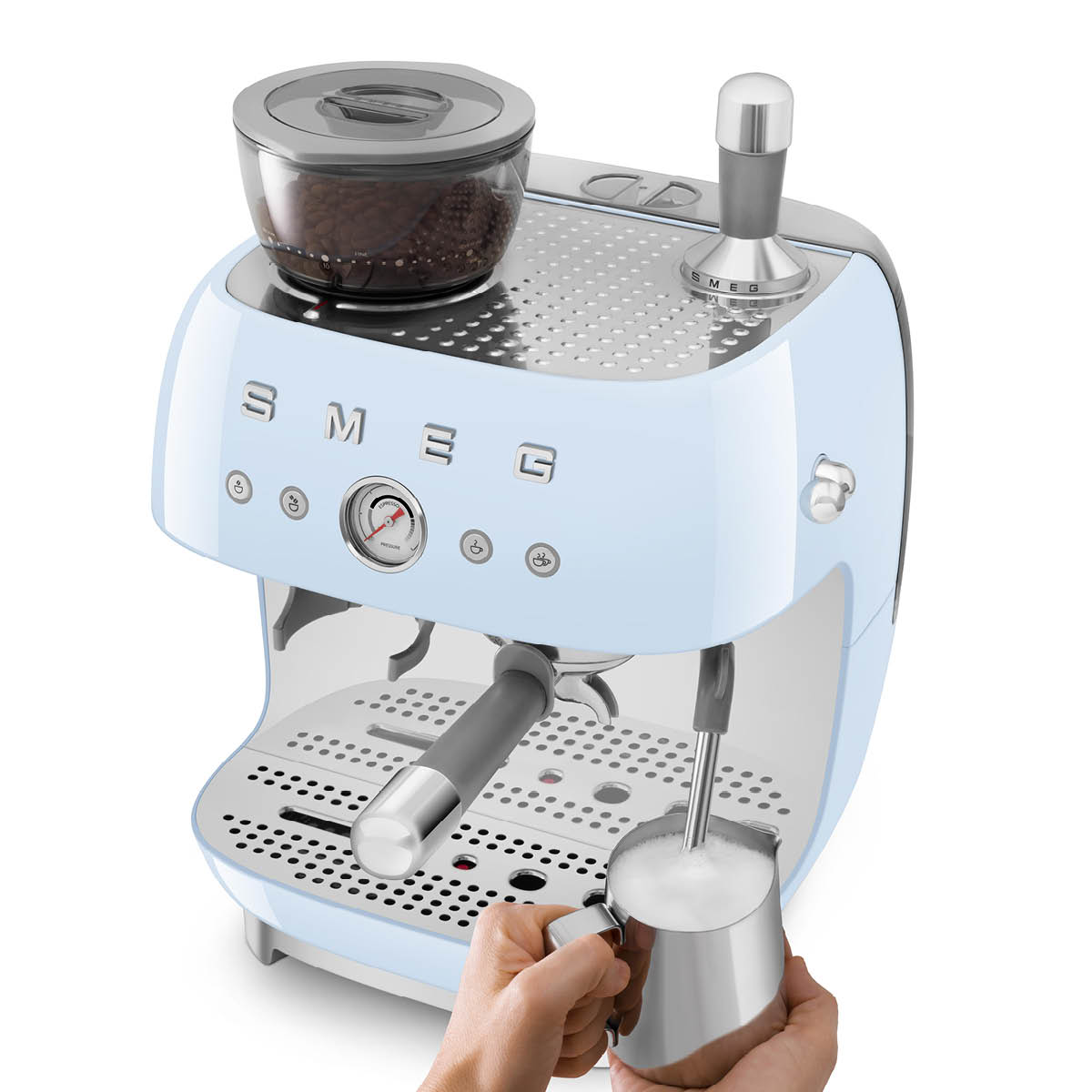 Smeg Manuell Kaffemaskin med Kvarn Pastellblå