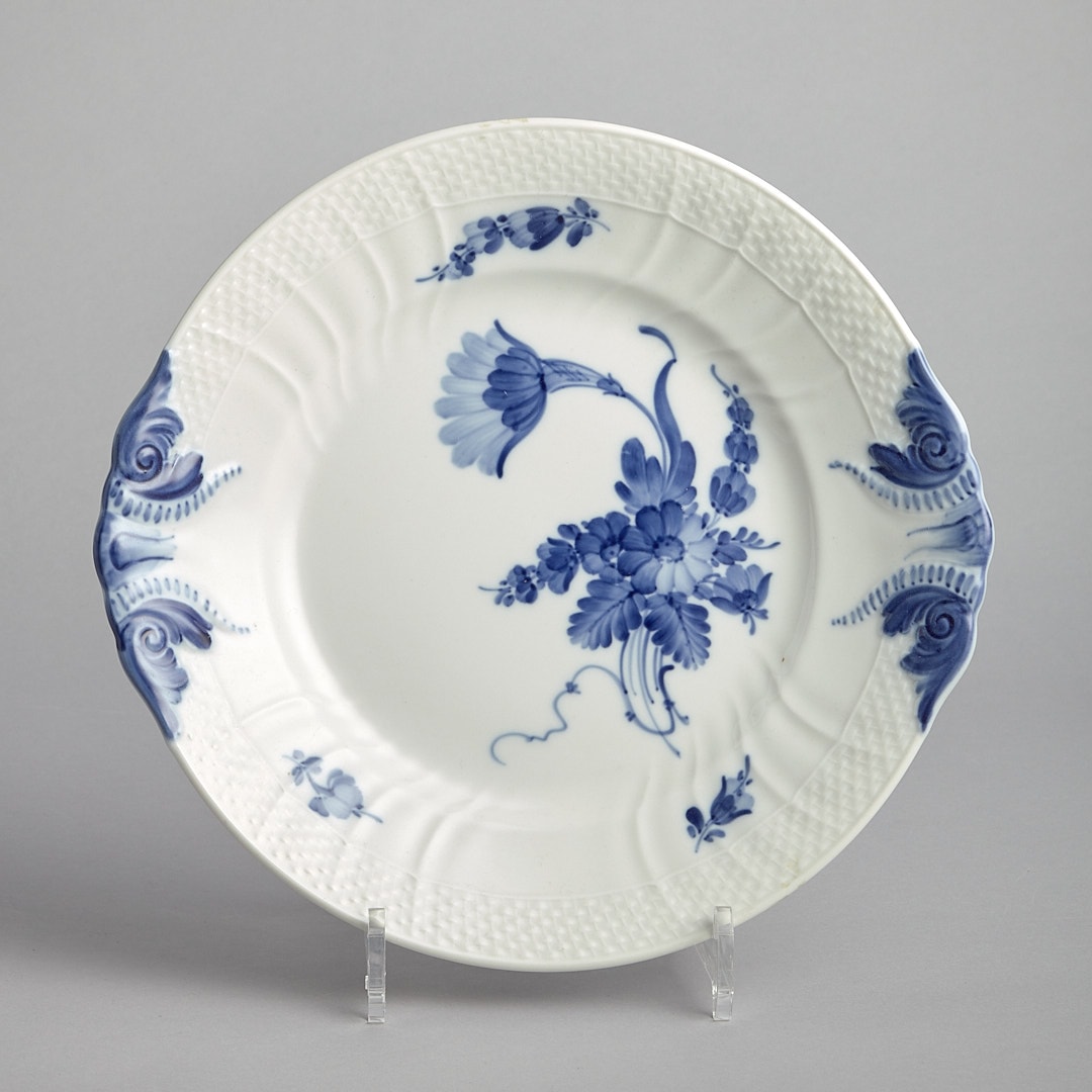 "Blå Blomster" Runt Uppläggningsfat