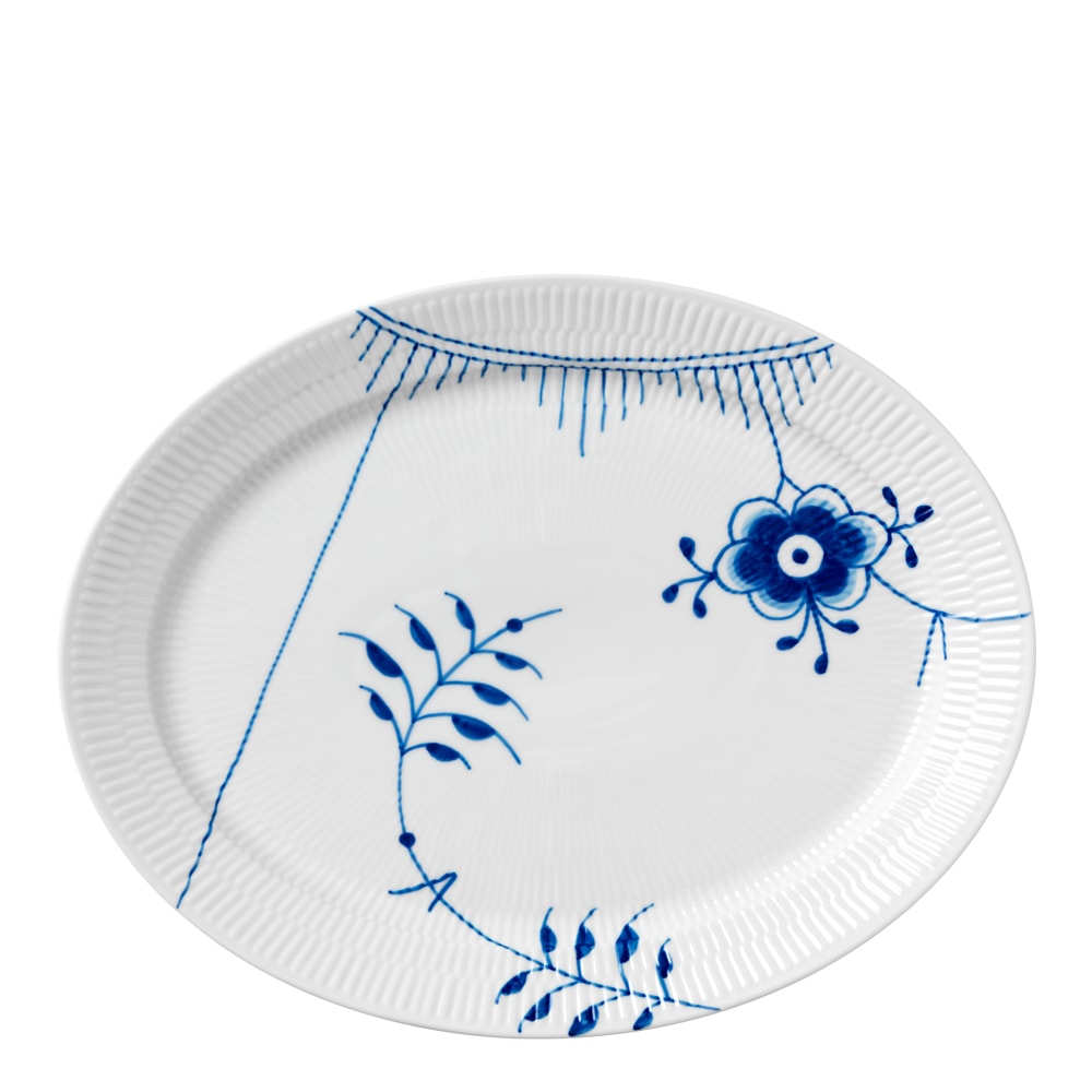 Blue Fluted Mega Fat oval 34,5 cm dekor nr 2