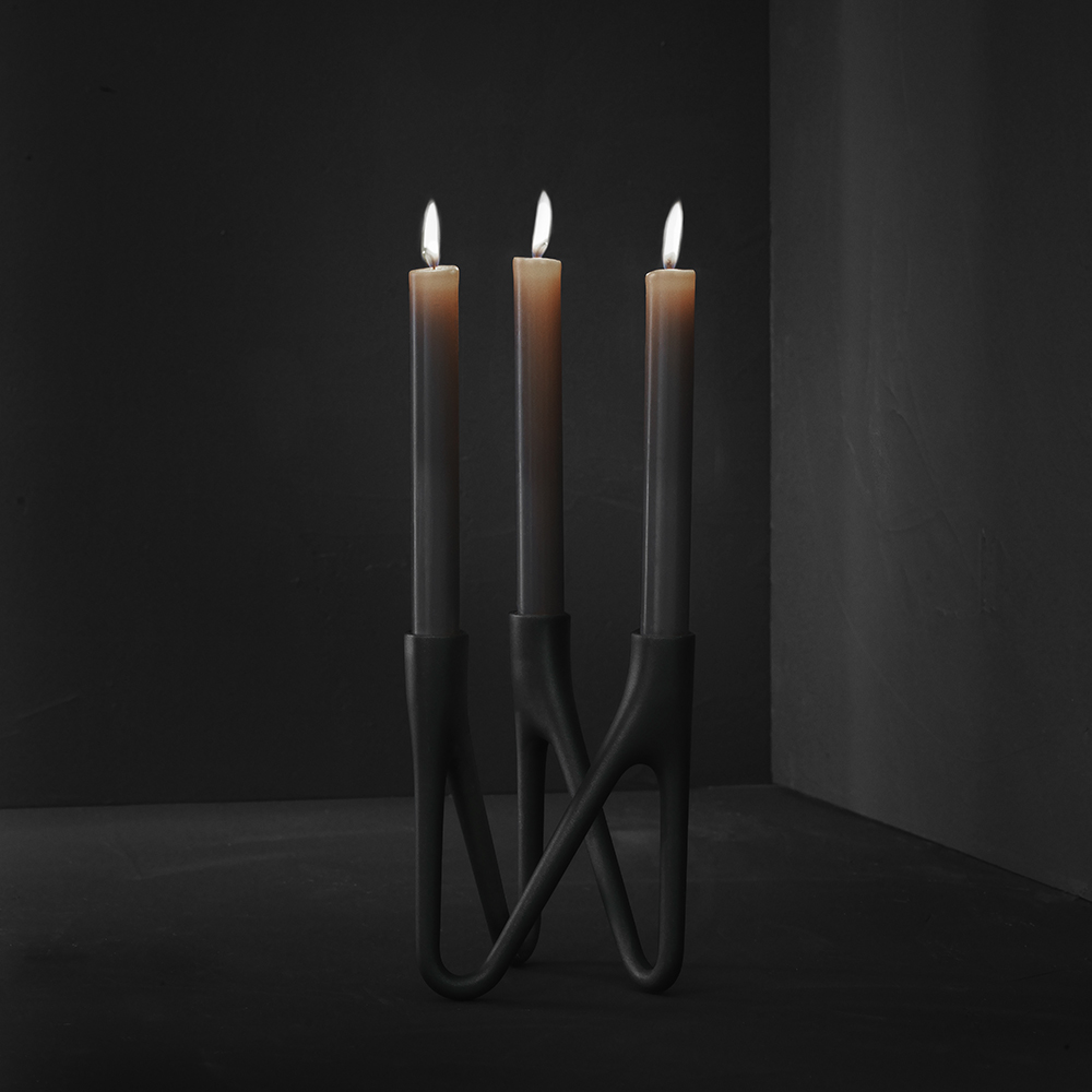Roots Ljusstake 3 ljus Svart