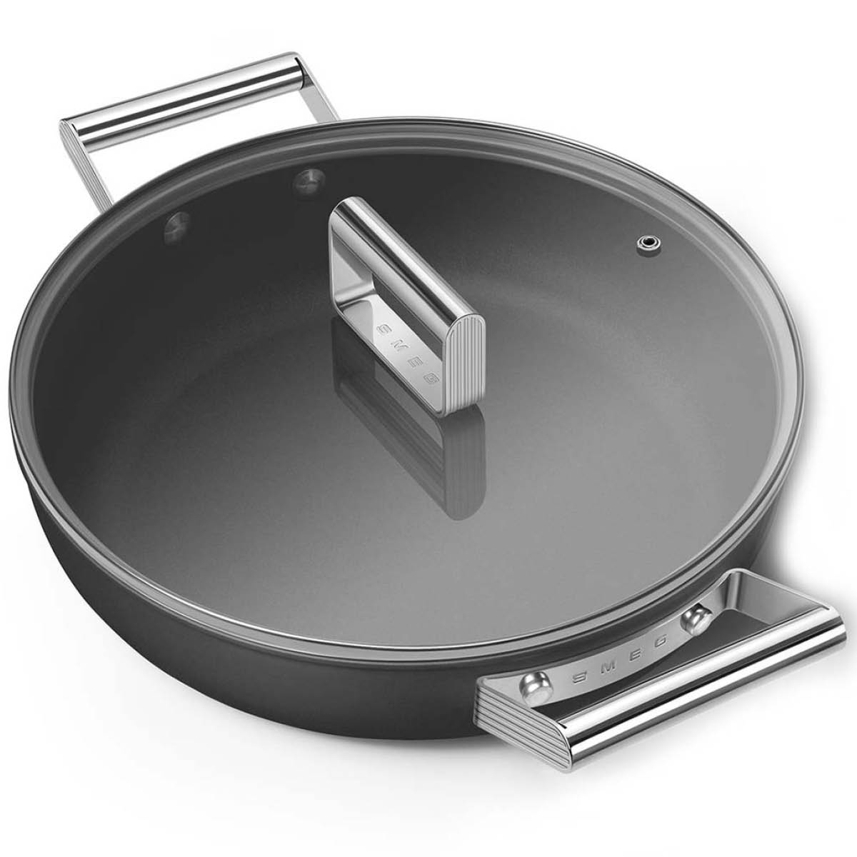Smeg 50's Style Traktörpanna Glaslock 28 cm Svart