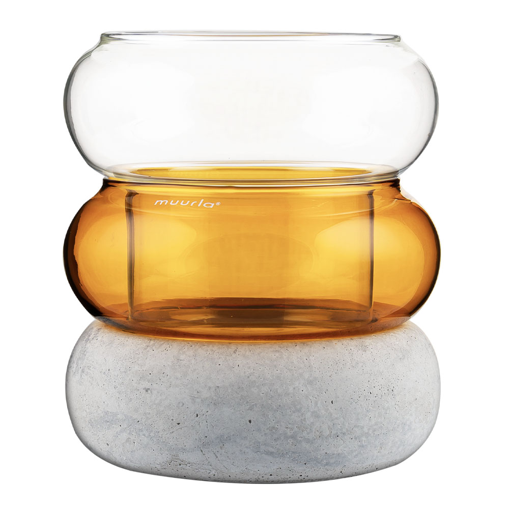 Bagel Lykta/Vas 11x12 cm Amber