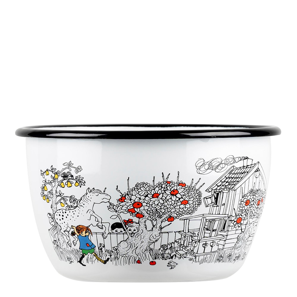 Emaljskål Pippi Långstrump 2 L Vit