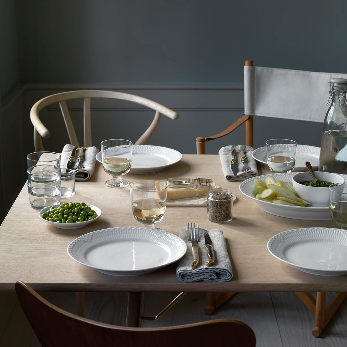 White Fluted Skål 15 cm 73 cl