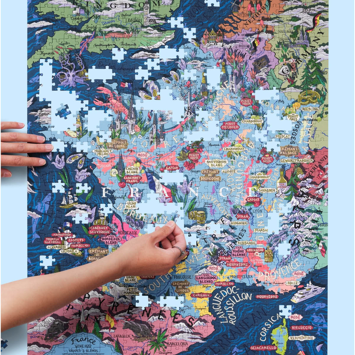 Vinpussel - Frankrike 1000 bitar Blå