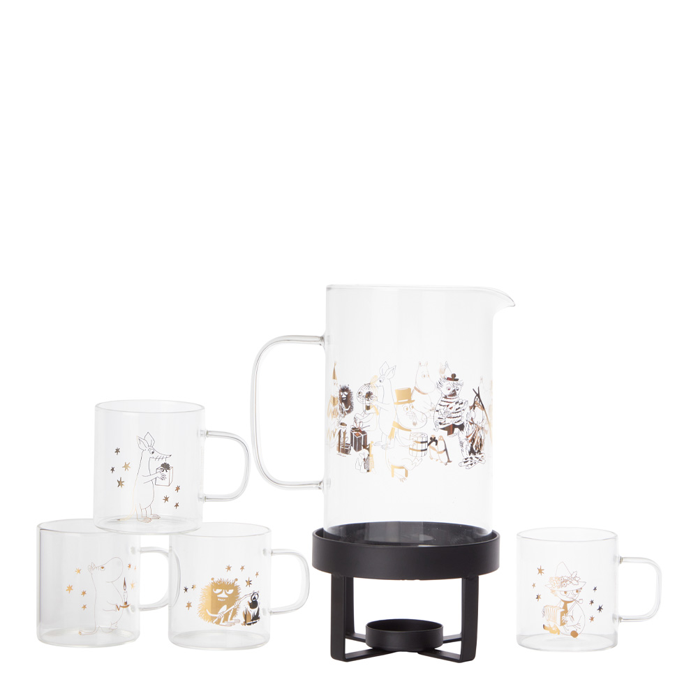 Cervera x Mumin 2023 Glöggkanna 2023 med Värmare 1 L Klar/Guld