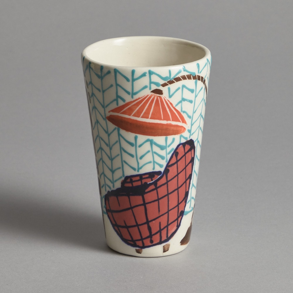 Mugg Turkos Fiskbenstapet Anna Broström Ek