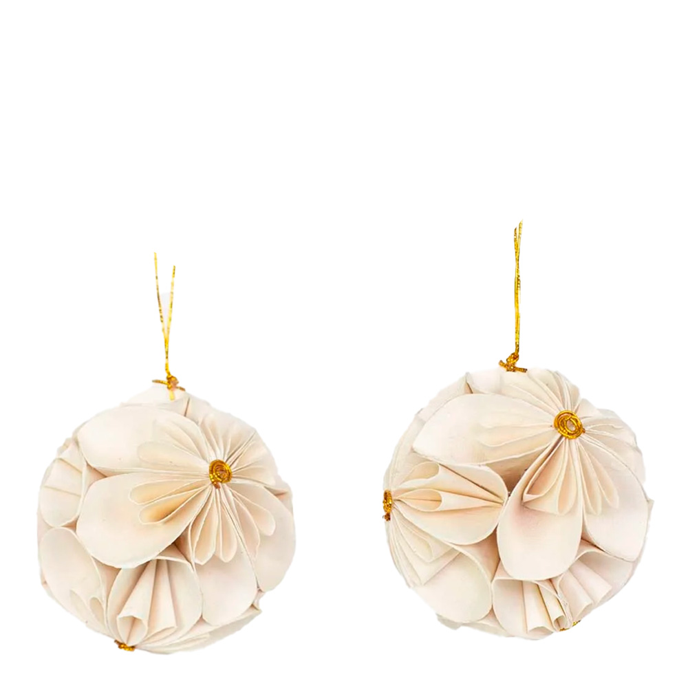 Julhänge Flower Ball 2-pack Vit