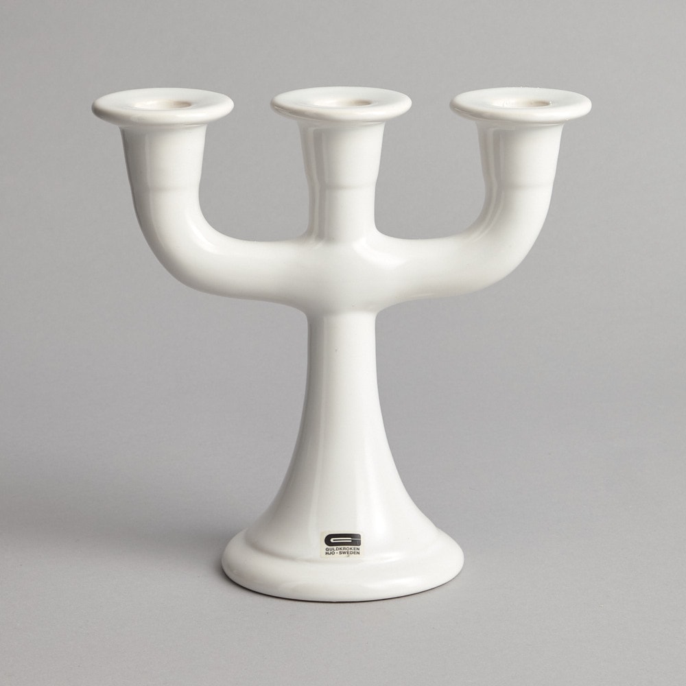 Trearmad Ljusstake Guldkroken Vit