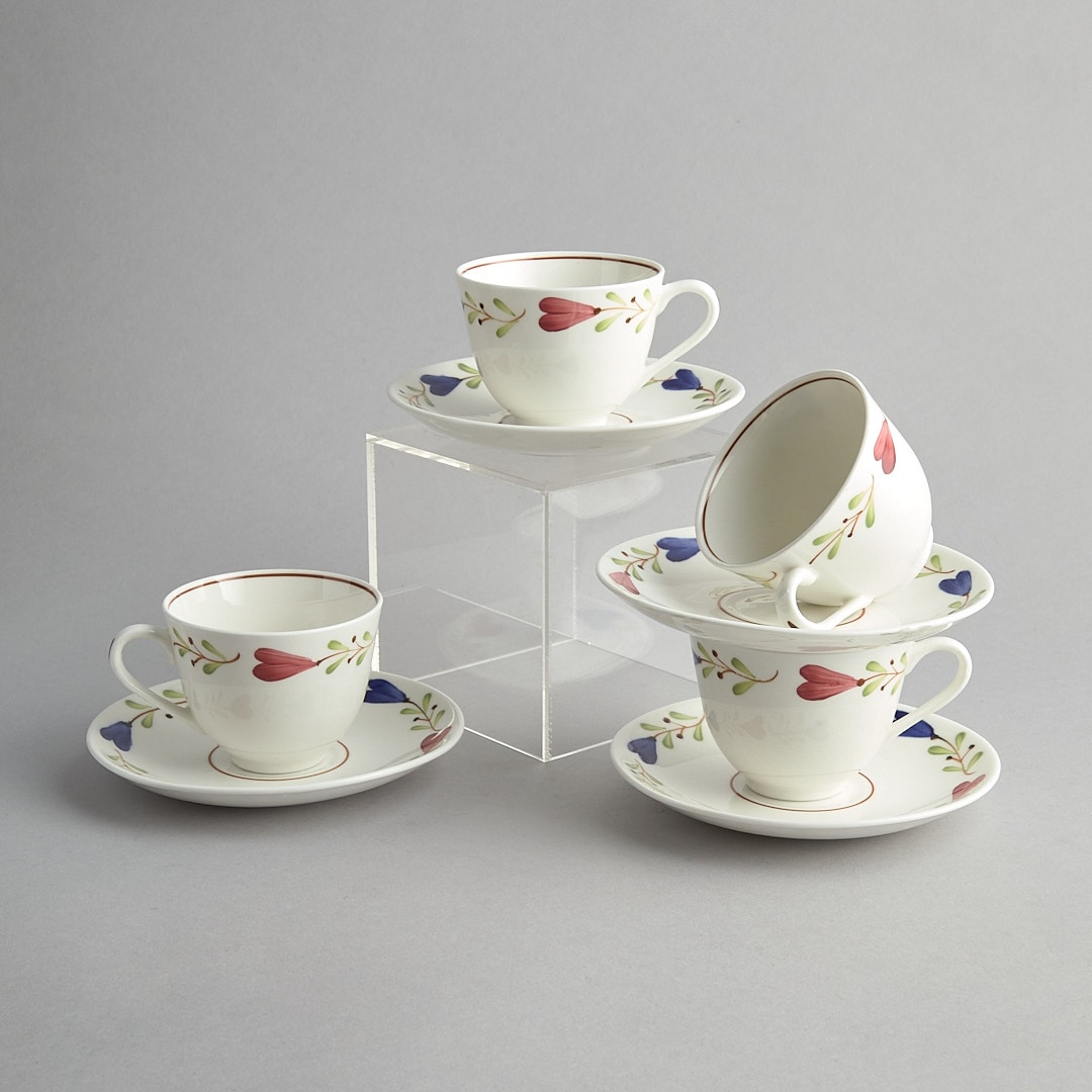 Ranka kaffekoppar med fat 4 st