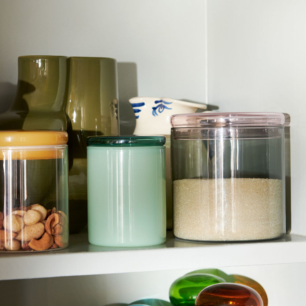 Sowden Borosilikat Burk 12x13,5 cm Grå/Rosa