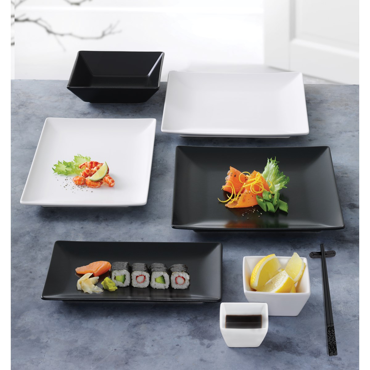 Quadro Tallrik flat 21x21 cm Svart matt