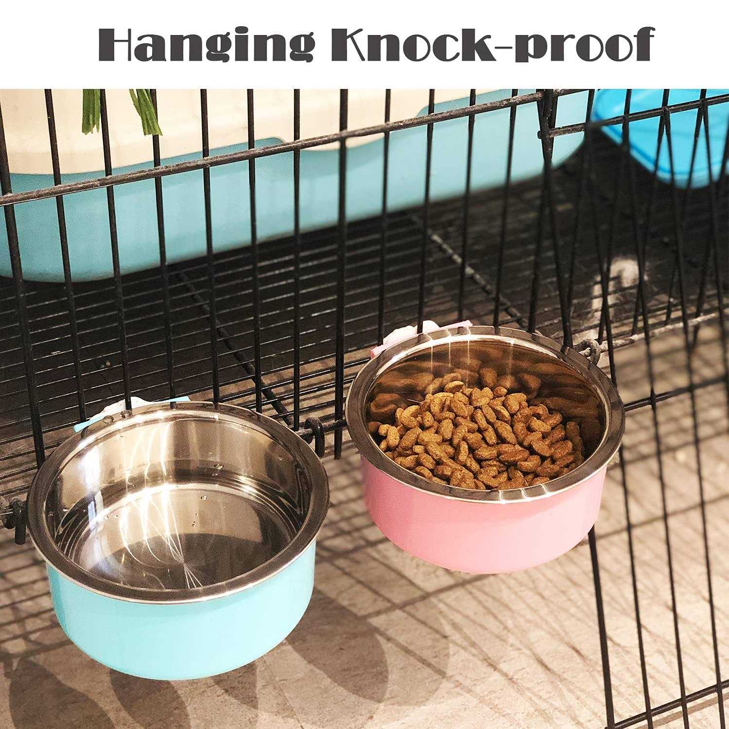 Hercocci Dog Crate Bowl, Removable Stainless Steel Pet Kennel Cage