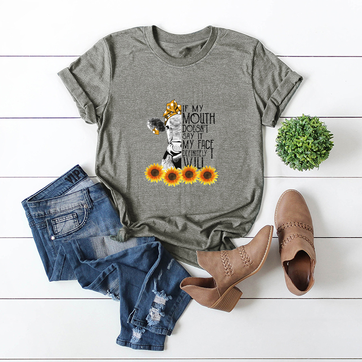 Women's Short Sleeve T-shirts Printing Casual Fashion Printing
