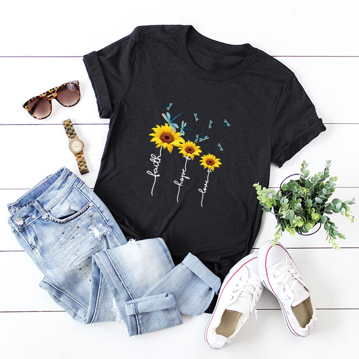 Women's Short Sleeve T-shirts Printing Casual Fashion Printing