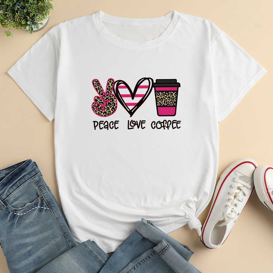 Women's T-shirt Short Sleeve T-shirts Printing Romantic Letter