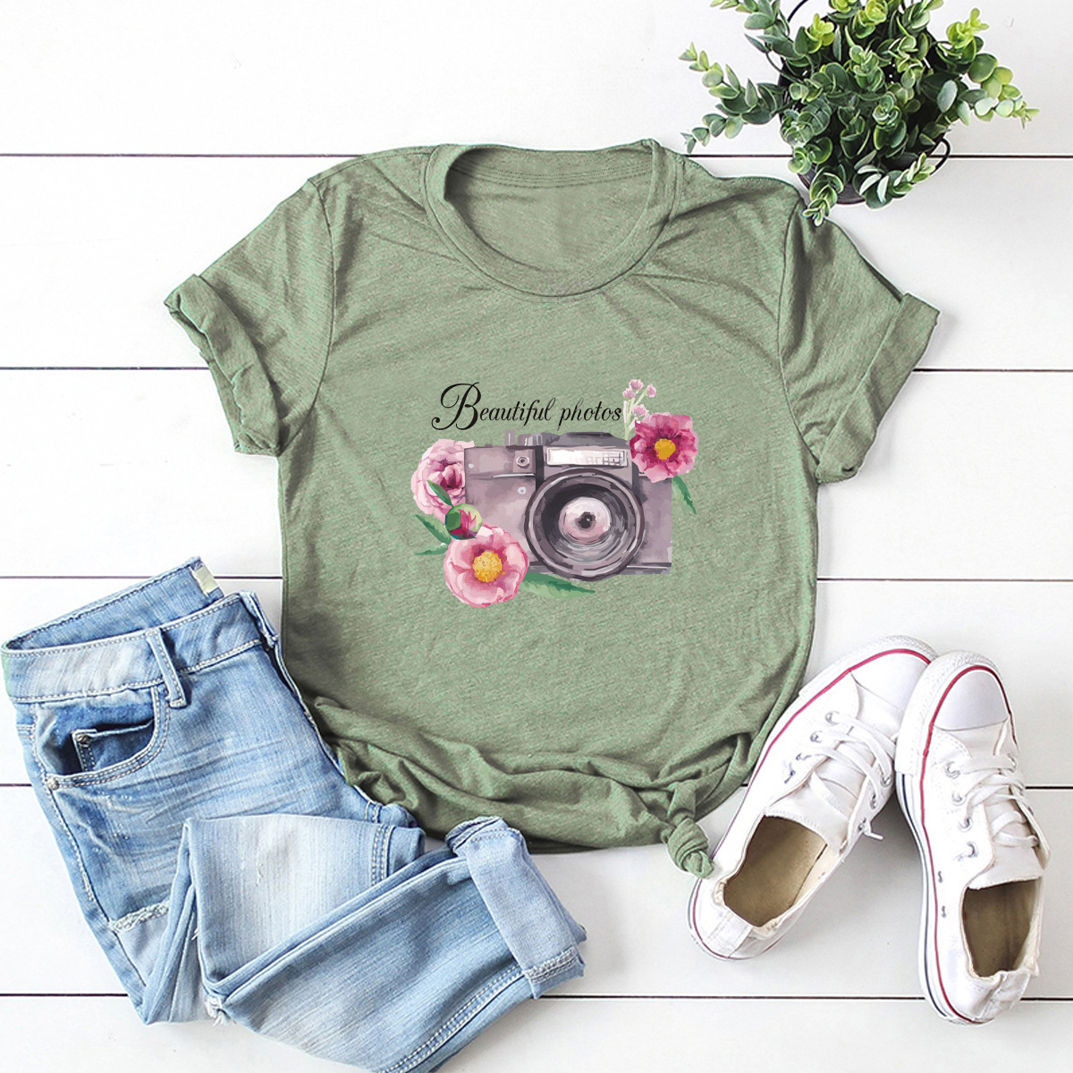 Women's Short Sleeve Printing Casual Fashion Printing
