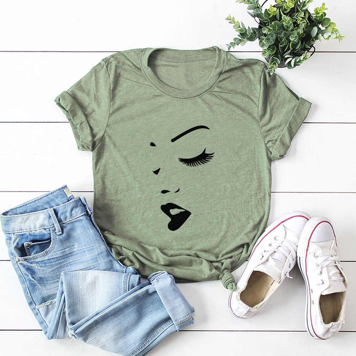 Women's Short Sleeve Printing Casual Fashion Printing