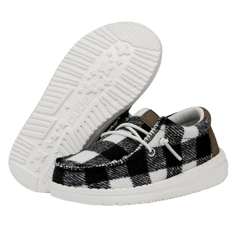 Wally Toddler Buffalo Plaid - White and Black Plaid