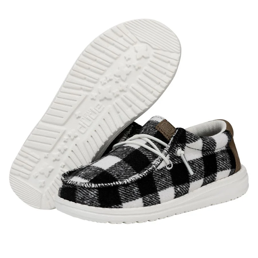 Wally Youth Buffalo Plaid - White and Black Plaid