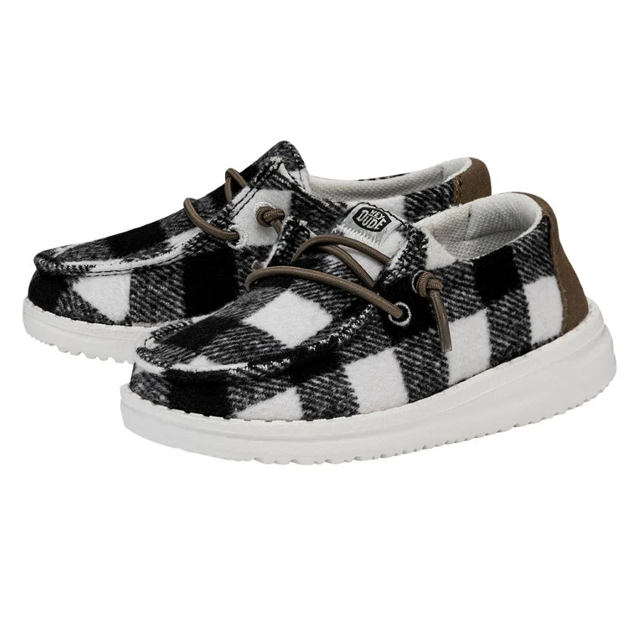 Wendy Toddler Buffalo Plaid - White and Black Plaid