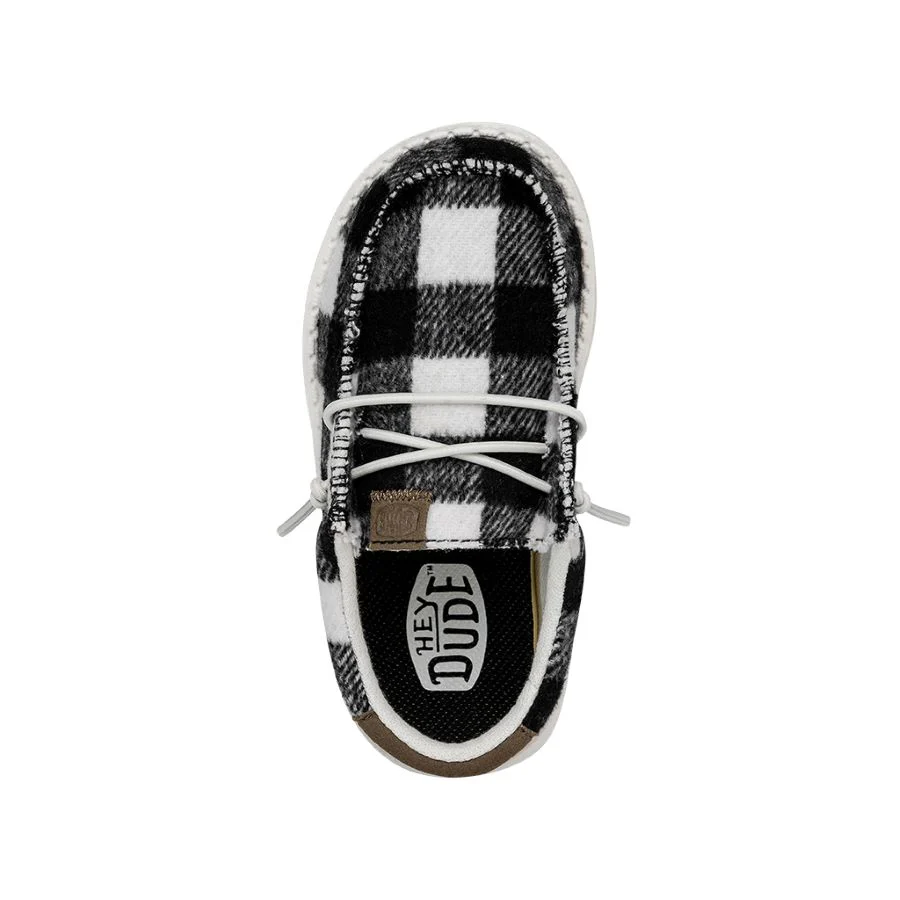 Wally Toddler Buffalo Plaid - White and Black Plaid