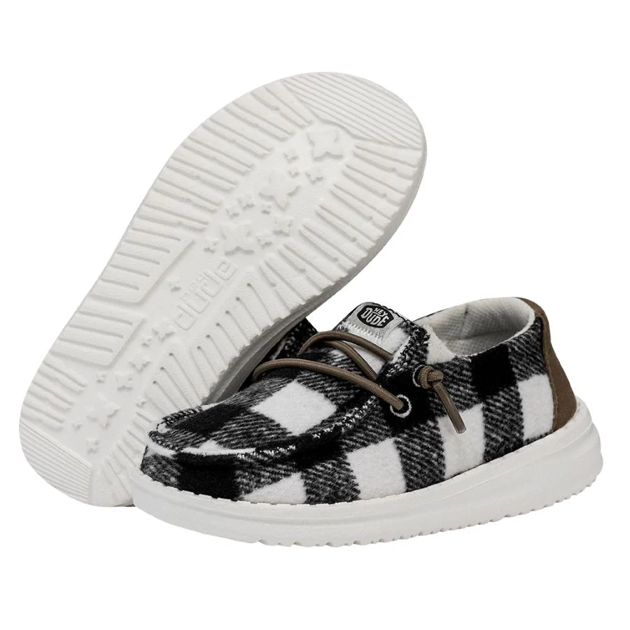 Wendy Toddler Buffalo Plaid - White and Black Plaid