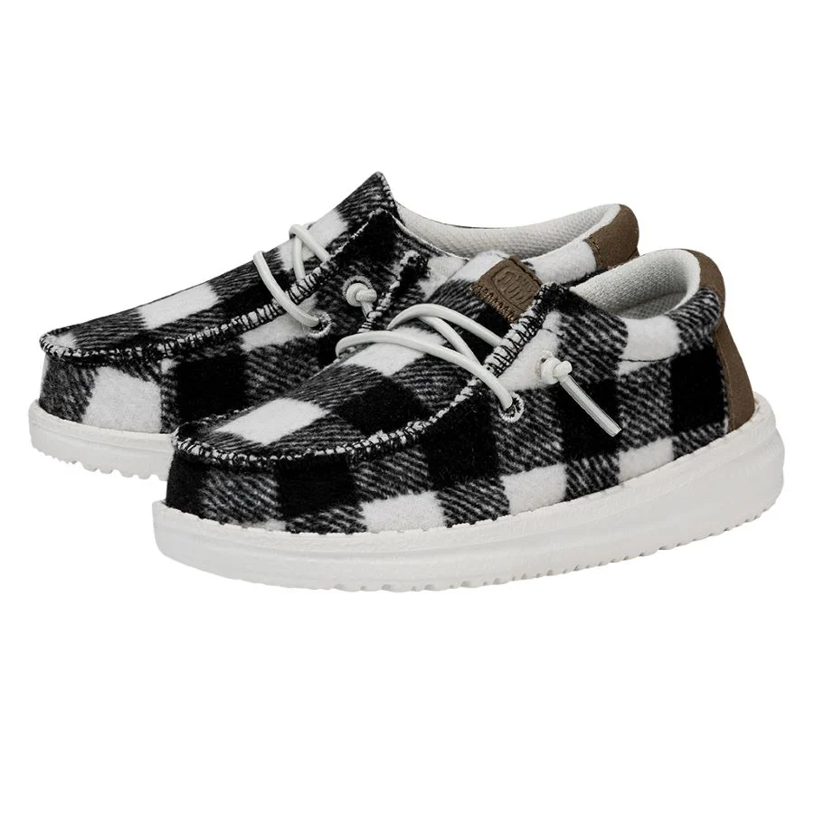 Wally Toddler Buffalo Plaid - White and Black Plaid